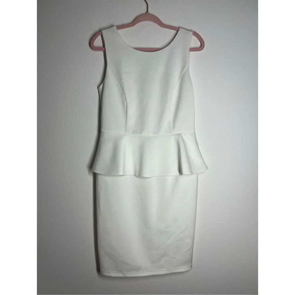 Spense White Ruffled Bodycon Dress Size 10